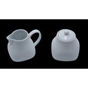 Pier 1 Imports Luminous White Porcelain Creamer & Sugar Bowl Set VGC